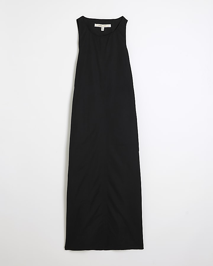 Black Denim Cut Out Maxi Dress