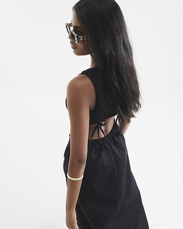 Black Denim Cut Out Maxi Dress