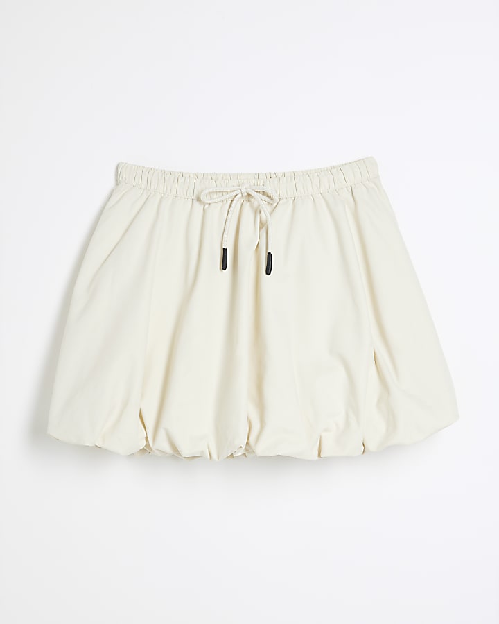 Cream Bubble Hem Skirt