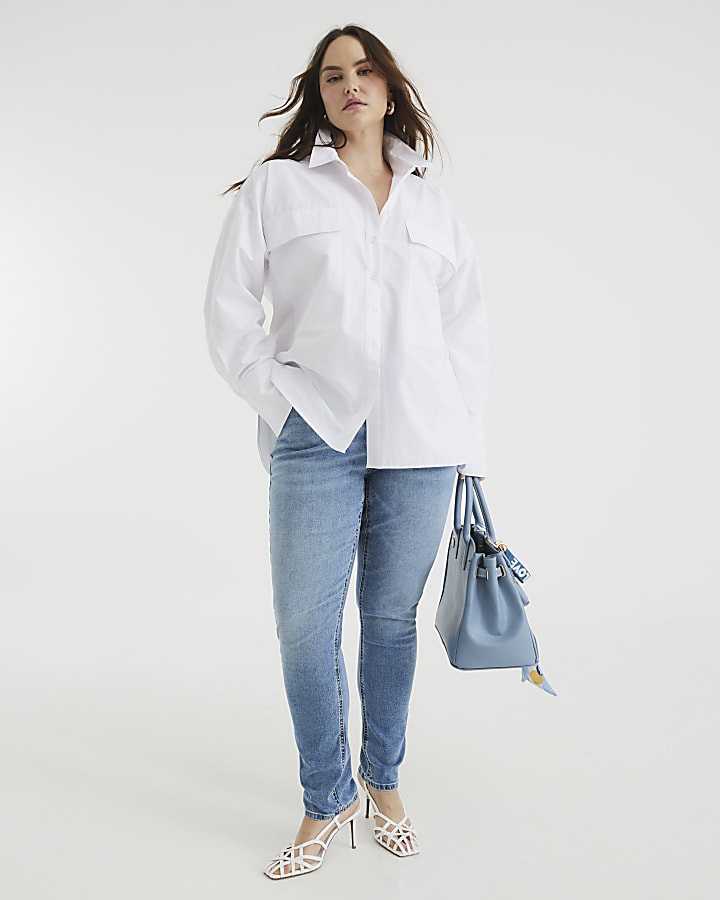 White Long Sleeved Pocket Shirt