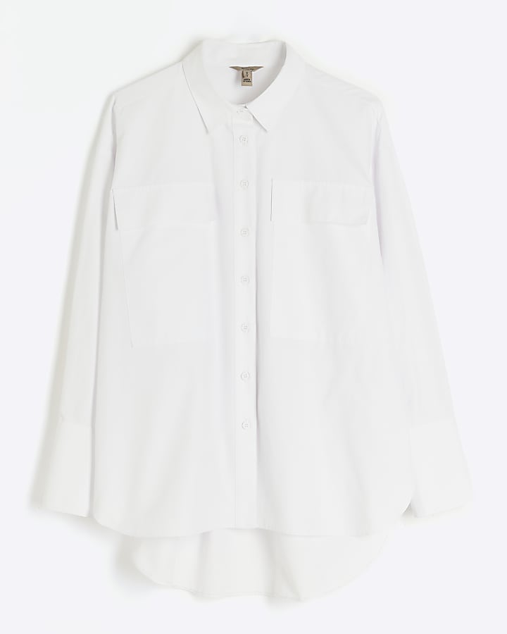 White Long Sleeved Pocket Shirt