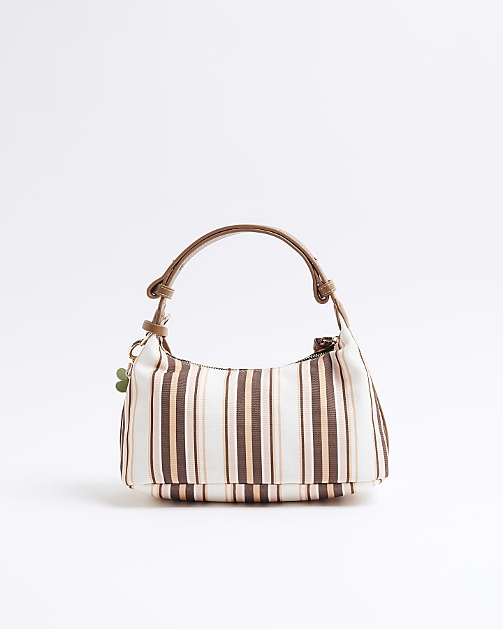 Pink Striped Charm Shoulder Bag