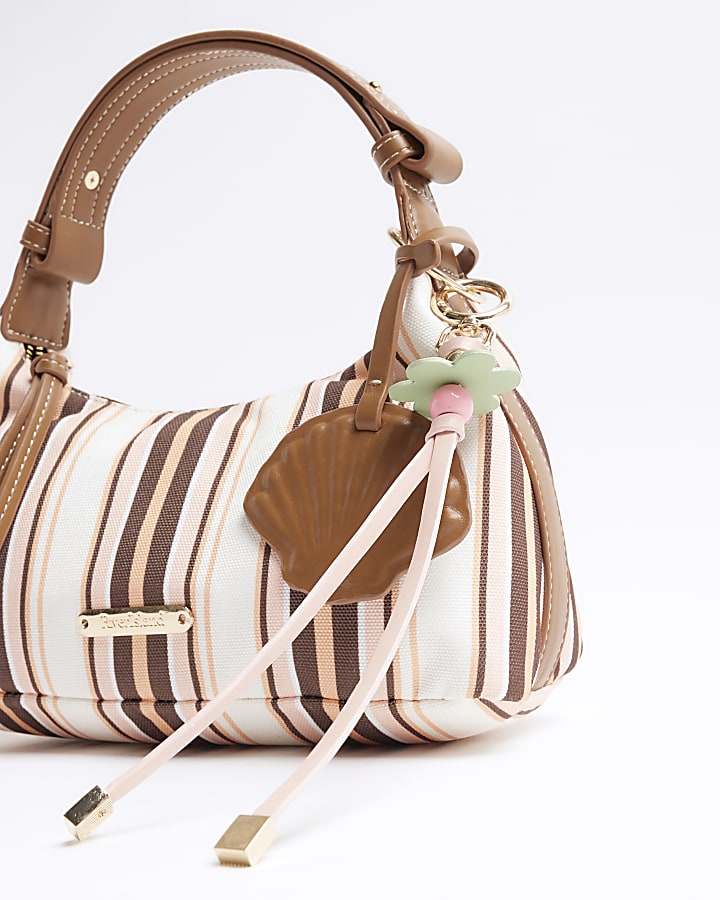 Pink Striped Charm Shoulder Bag