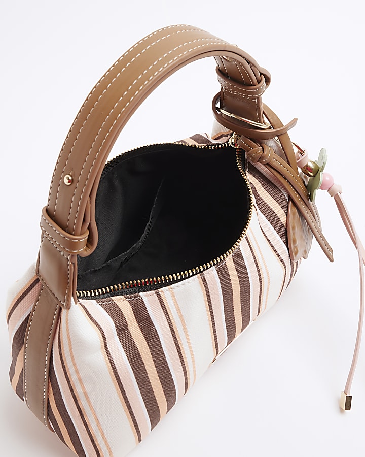 Pink Striped Charm Shoulder Bag