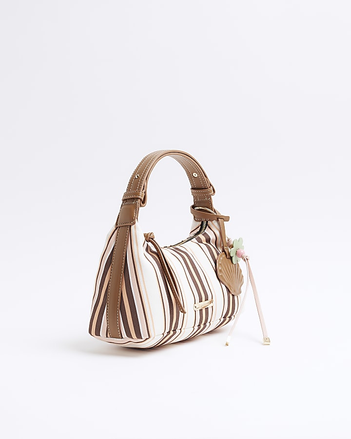 Pink Striped Charm Shoulder Bag