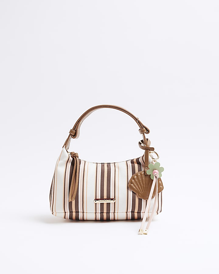 Pink Striped Charm Shoulder Bag