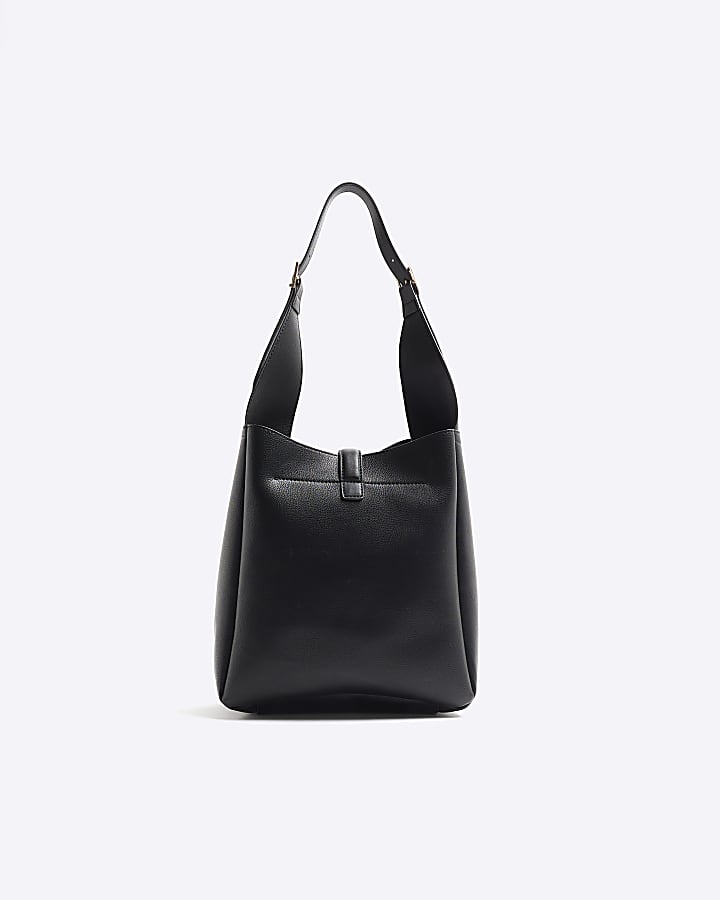 Black Tab Front Shoulder Bag