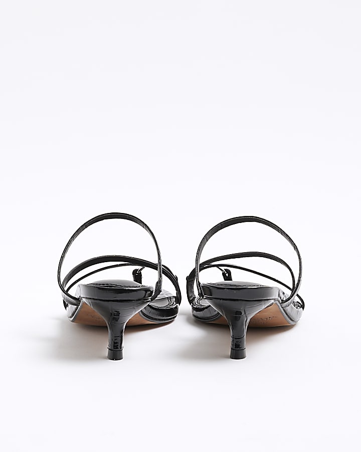 Black Kitten Heel Mule Sandals