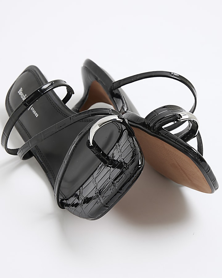 Black Kitten Heel Mule Sandals