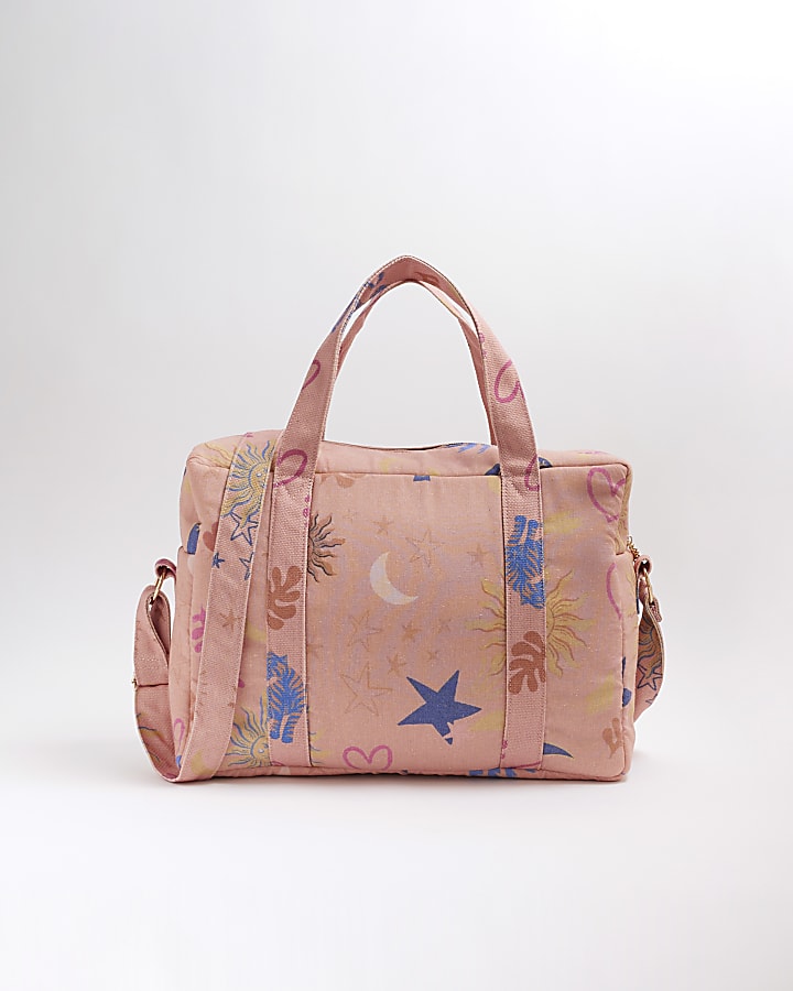 Pink Canvas Large Sun And Moon Travel Bag