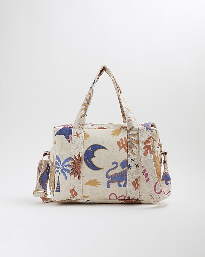 Cream Canvas Sun and Moon Travel Bag