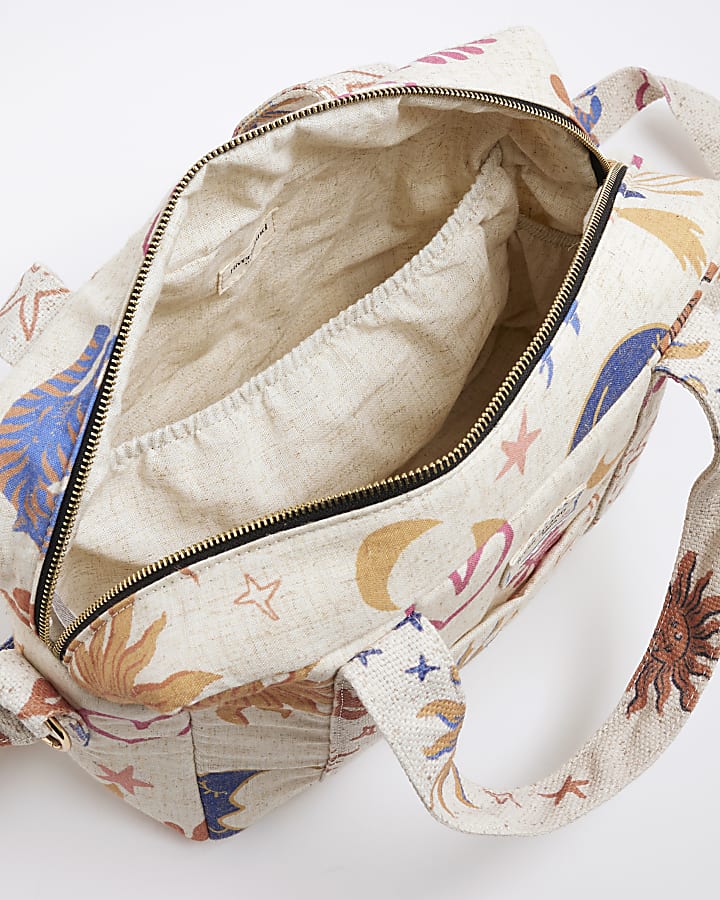 Cream Canvas Sun and Moon Travel Bag