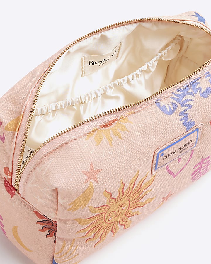 Pink Canvas Sun And Moon Make Up Bag