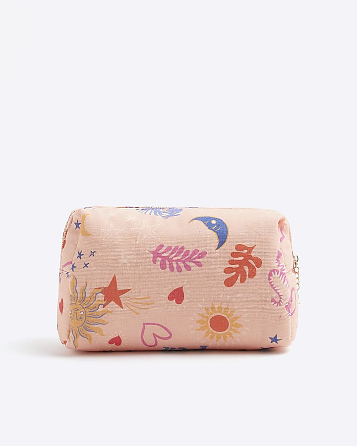 Pink Canvas Sun And Moon Make Up Bag