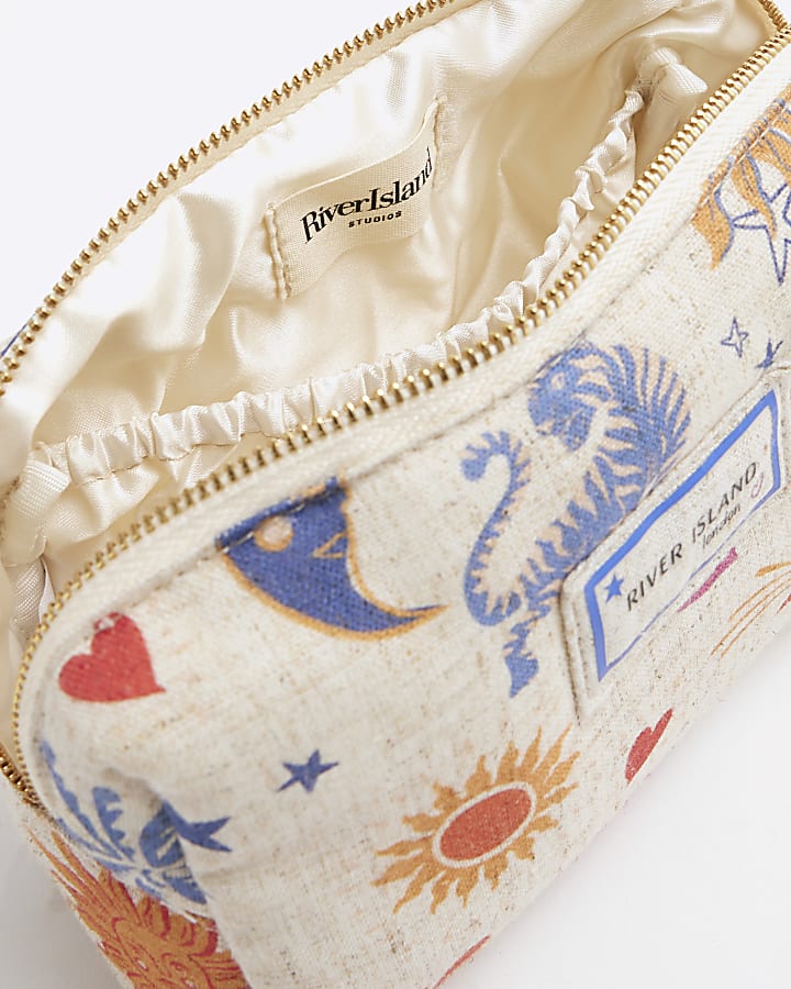 Cream Canvas Sun And Moon Make Up Bag