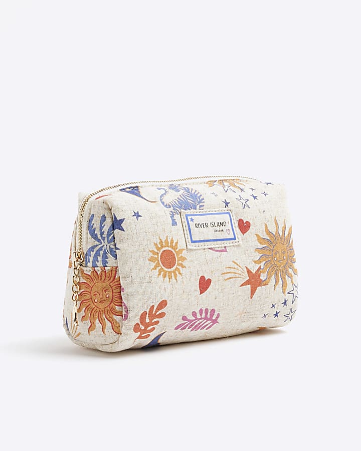 Cream Canvas Sun And Moon Make Up Bag