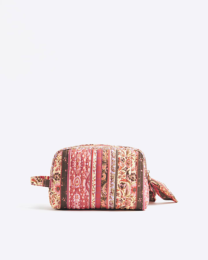 Red Paisley Print Makeup Bag