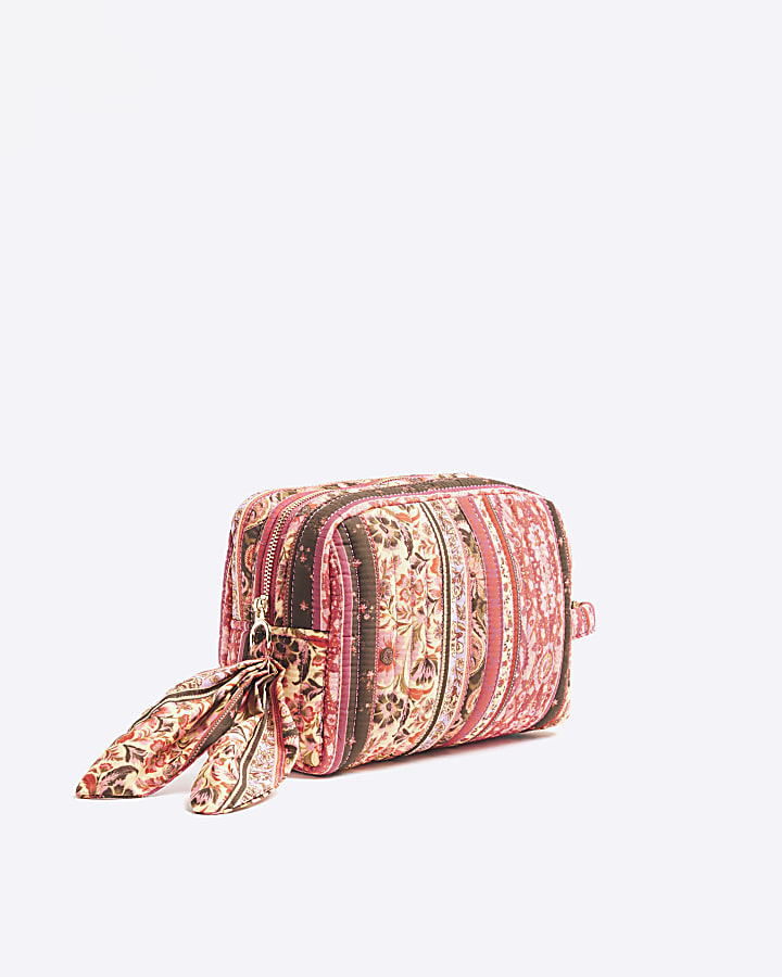 Red Paisley Print Makeup Bag