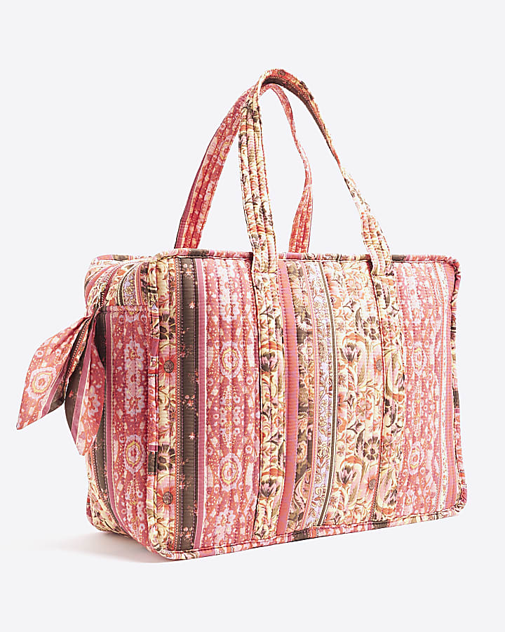 Red Paisley Print Holdall Shoulder Bag