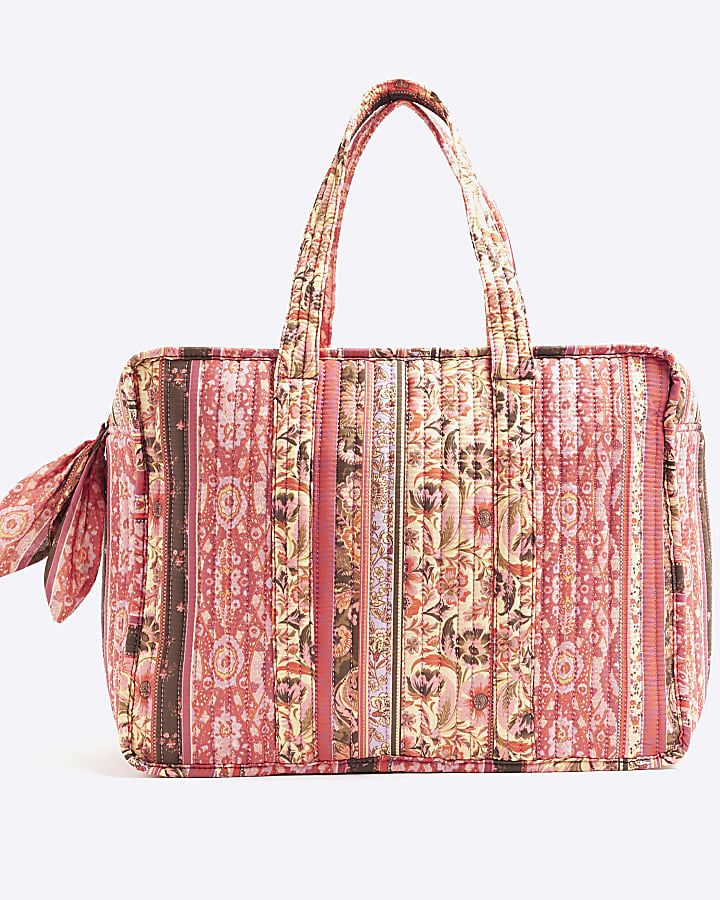 Red Paisley Print Holdall Shoulder Bag