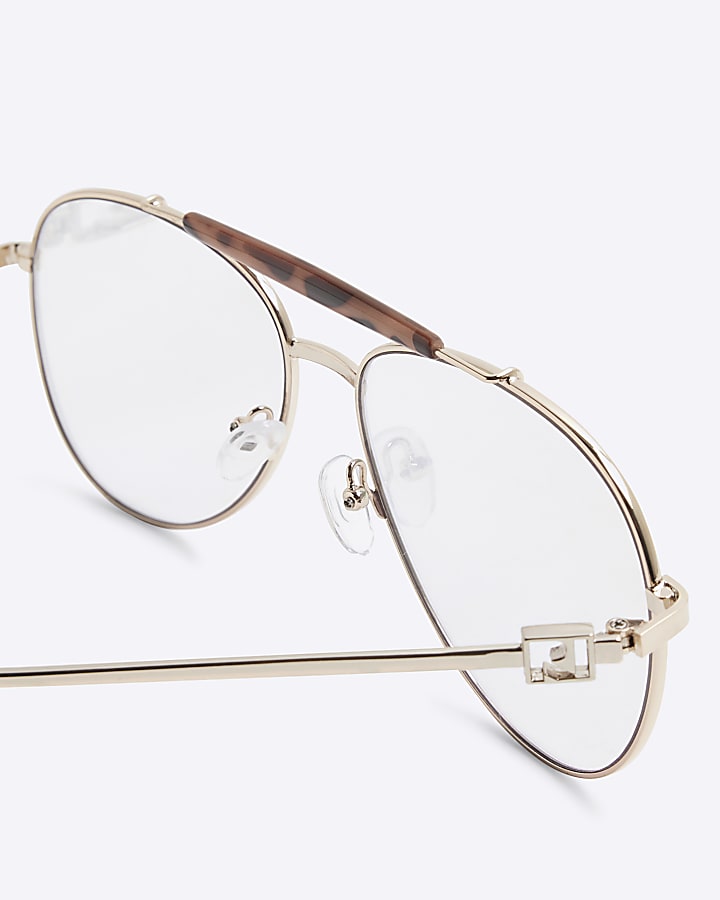 Pink Oversized Aviator Clear Lensed Glasses