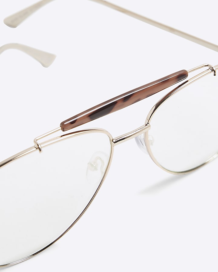 Pink Oversized Aviator Clear Lensed Glasses