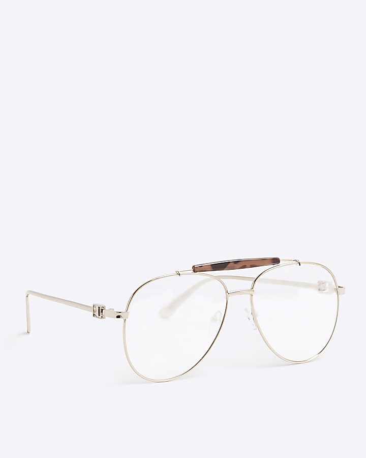 Pink Oversized Aviator Clear Lensed Glasses