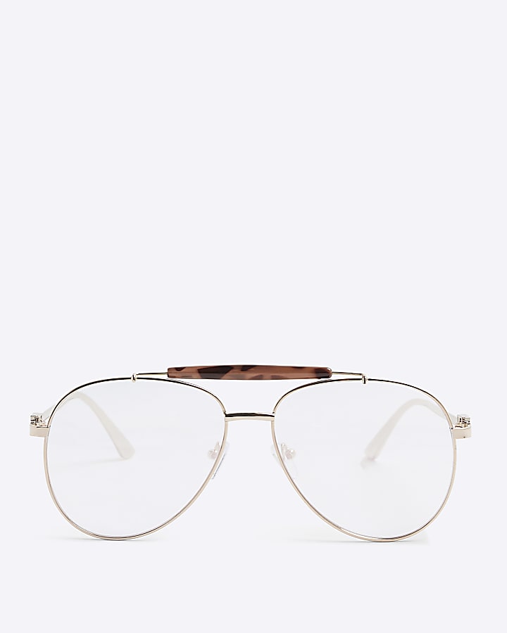 Pink Oversized Aviator Clear Lensed Glasses