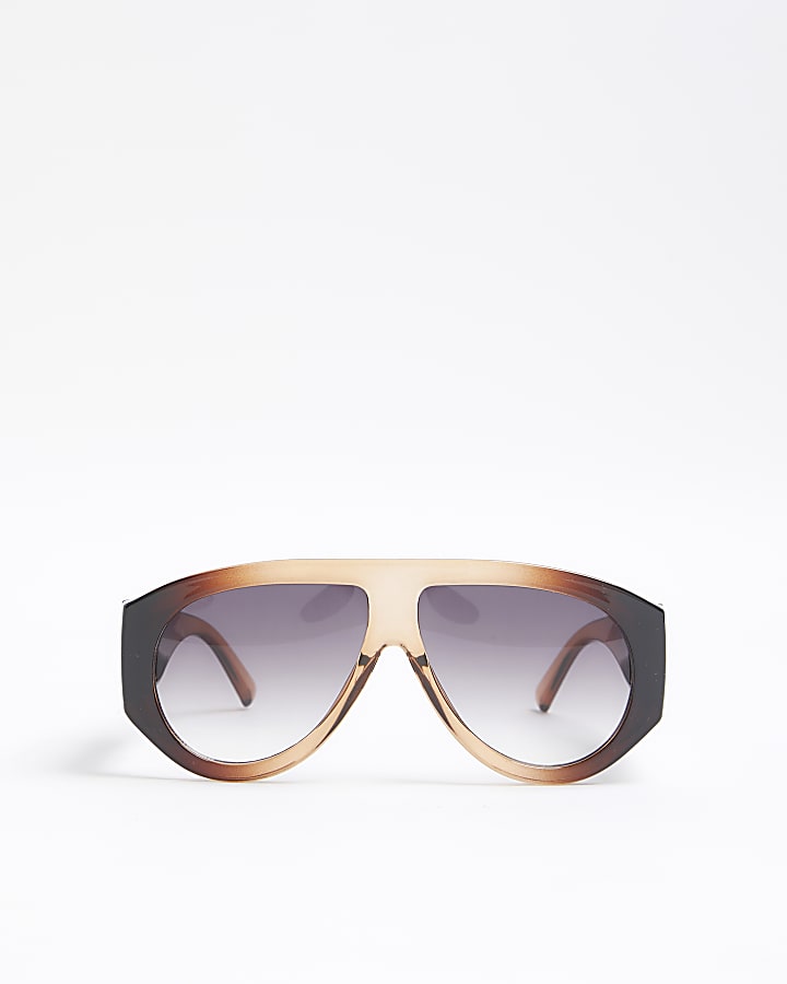 Brown Chunky Aviator Sunglasses