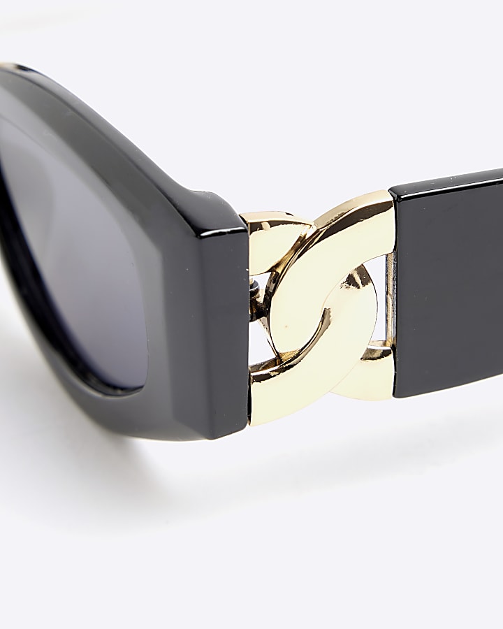 Black Cat Eye Slim Chain Sunglasses