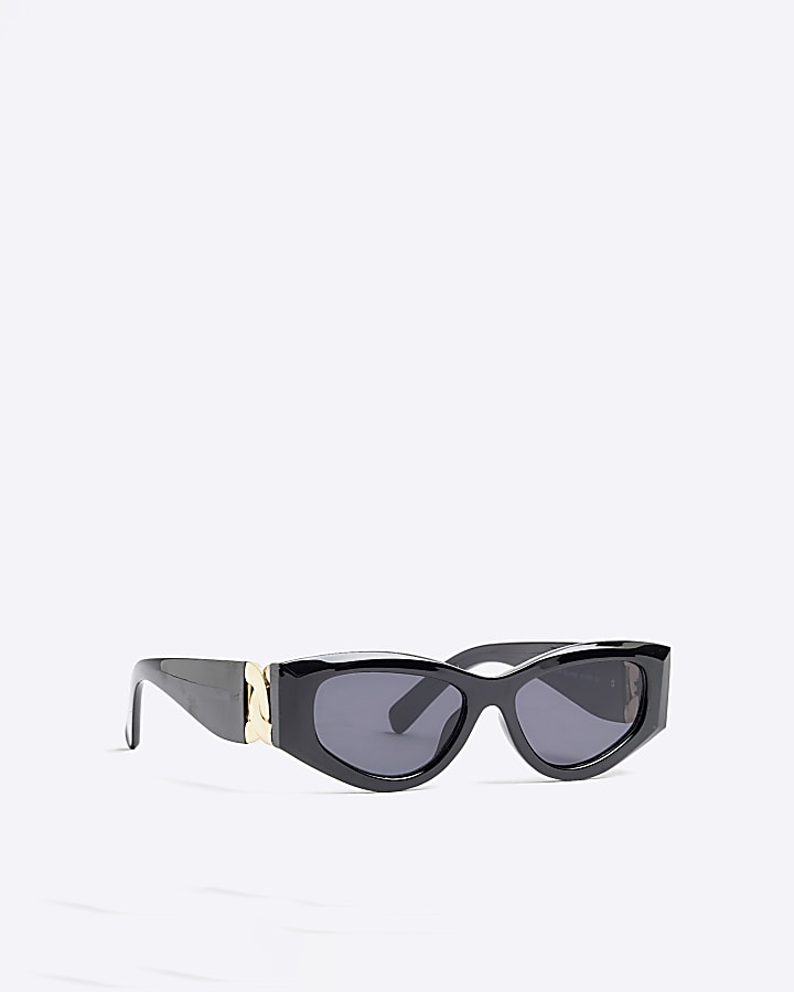 Black Cat Eye Slim Chain Sunglasses