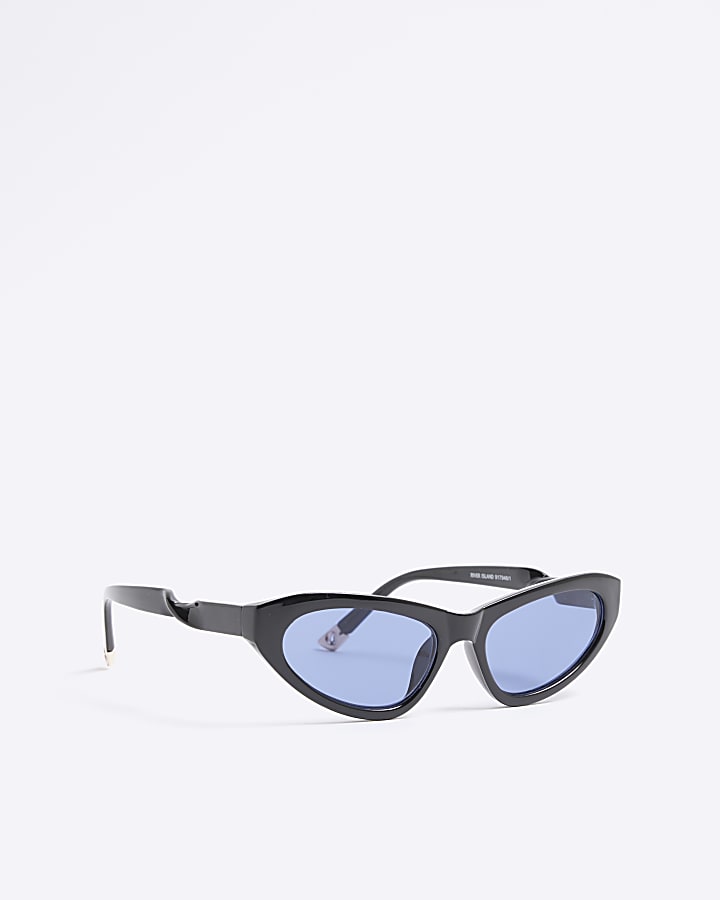 Black Twist Slim Cat Eye Sunglasses