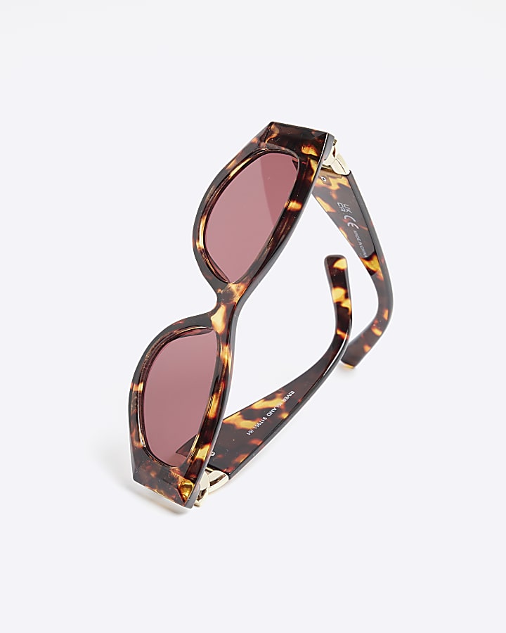 Tortoiseshell Cat Eye Chain Sunglasses