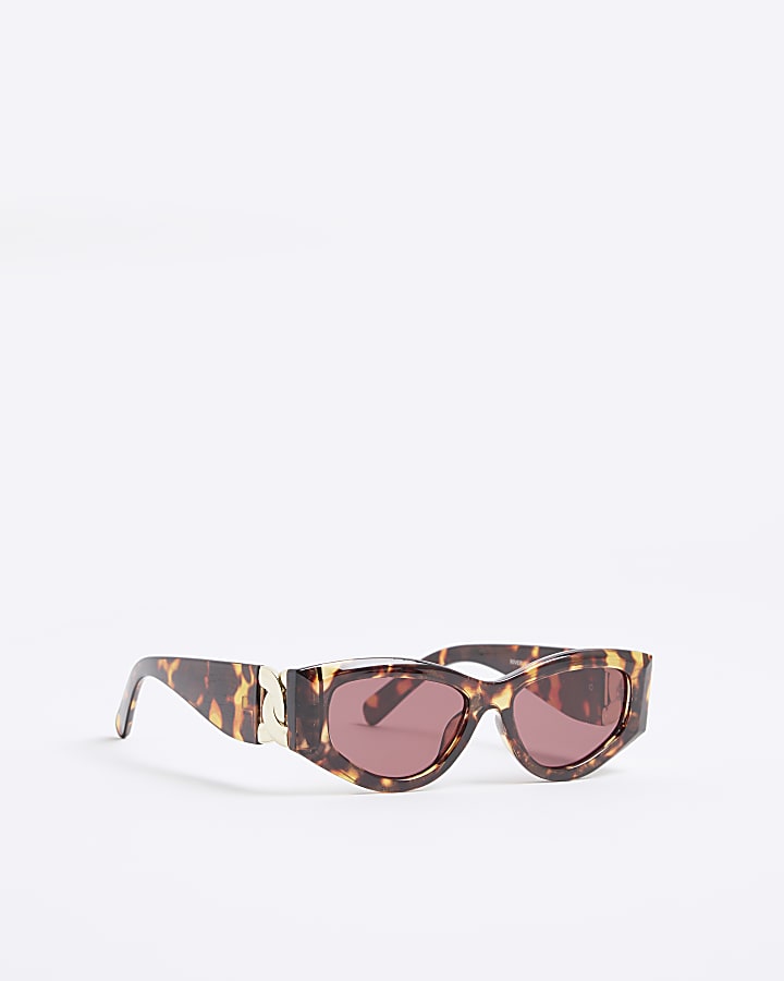 Tortoiseshell Cat Eye Chain Sunglasses