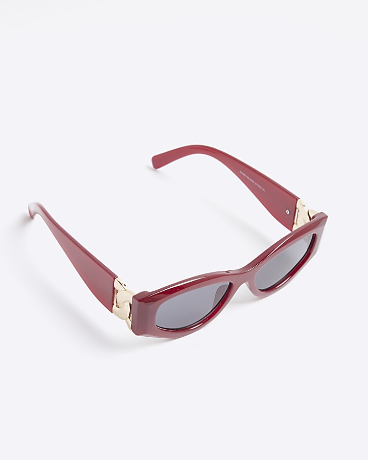 Red Cat Eye Slim Chain Sunglasses