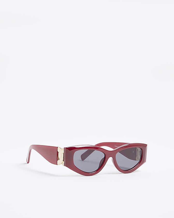 Red Cat Eye Slim Chain Sunglasses