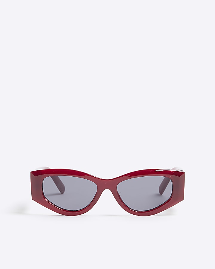 Red Cat Eye Slim Chain Sunglasses