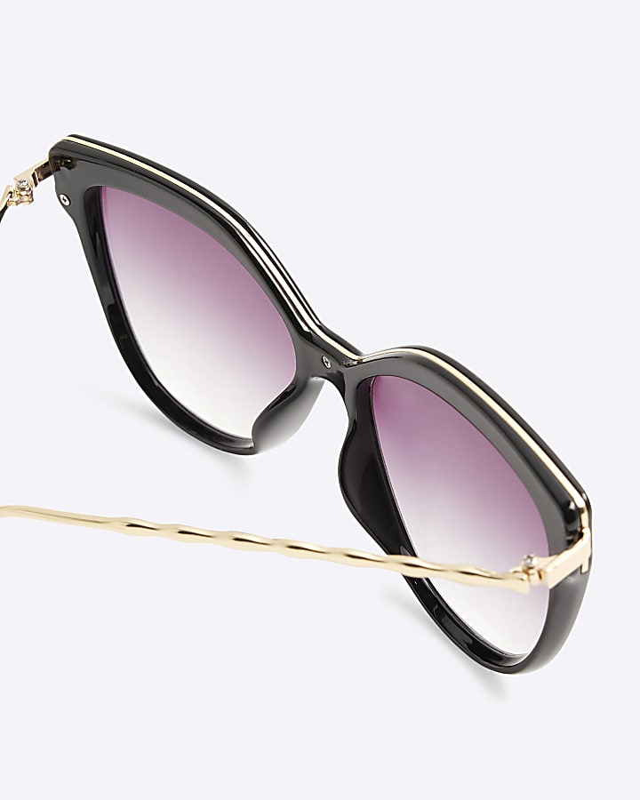 Black Cat Eye Gold Arm Sunglasses