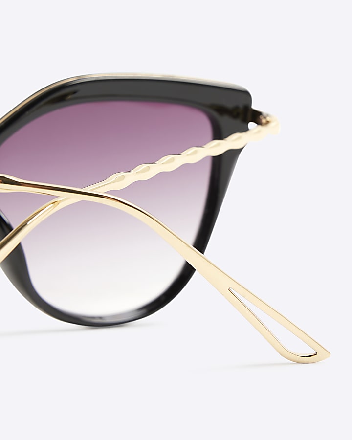 Black Cat Eye Gold Arm Sunglasses