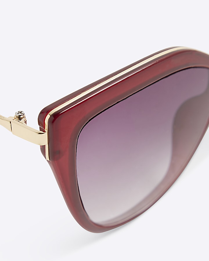 Red Cat Eye Gold Arm Sunglasses