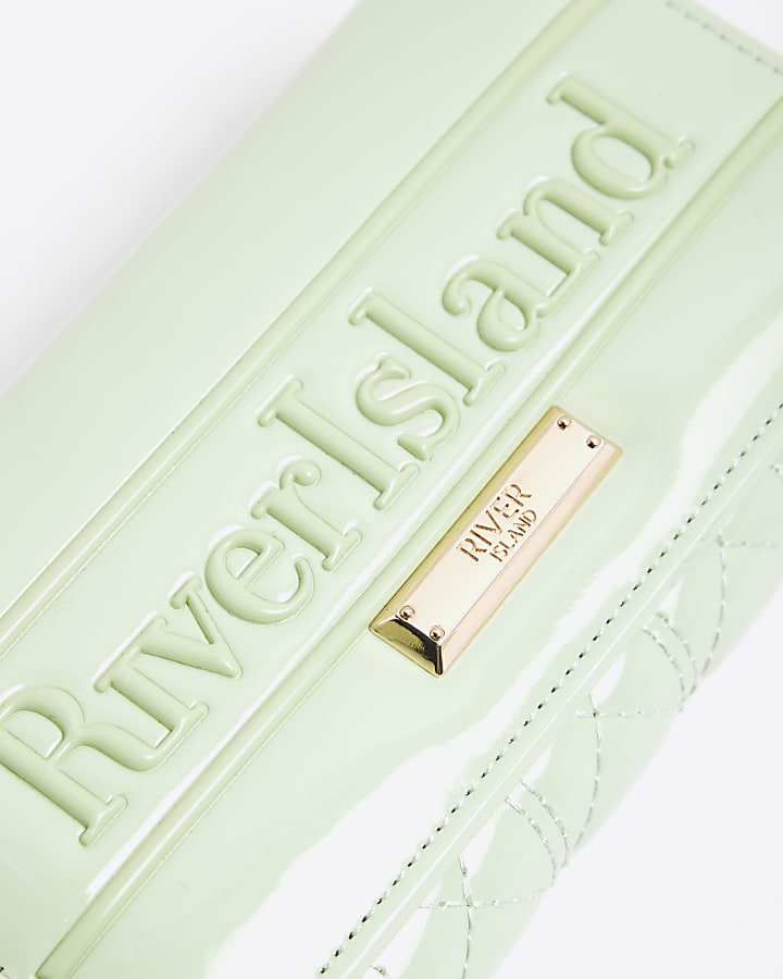 Green Embossed Flap Zip Around Purse