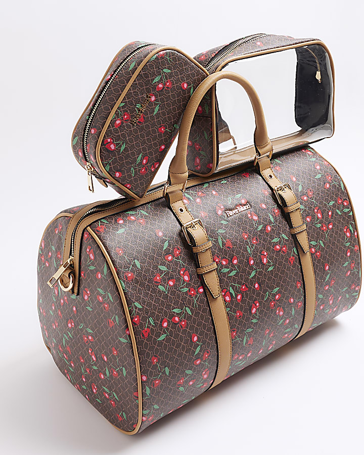 Brown Cherry Holdall Weekend Bag Bundle