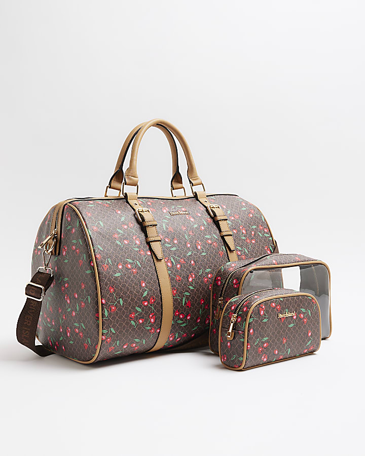 Brown Cherry Holdall Weekend Bag Bundle