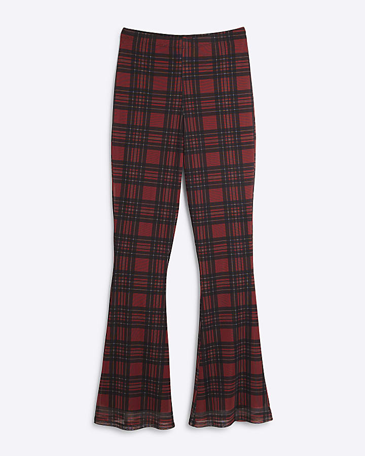 Red Check Mesh Wide leg trousers