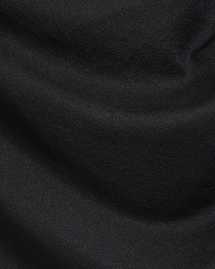 Black Drape Ruched High neck Tank Top