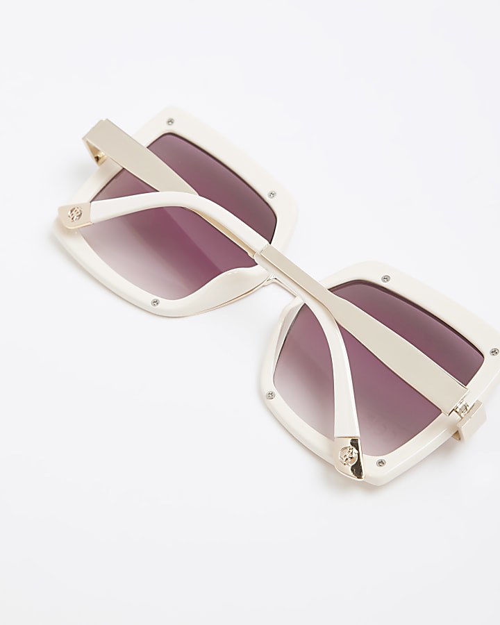 Cream Oversized Metal Square Sunglasses