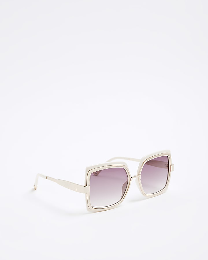 Cream Oversized Metal Square Sunglasses