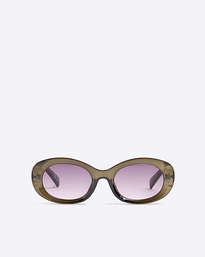 Green Gold Oval Watch Link Temple Sunglasses