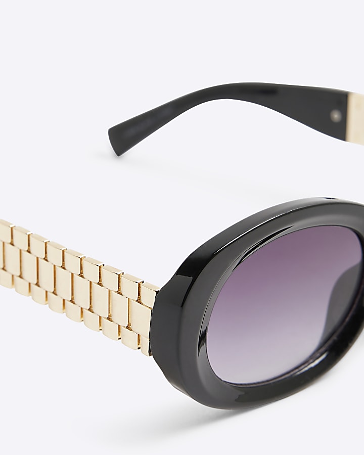 Black Oval Link Sunglasses