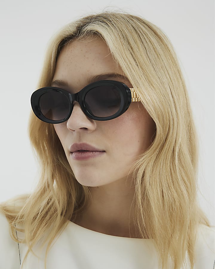 Black Oval Link Sunglasses